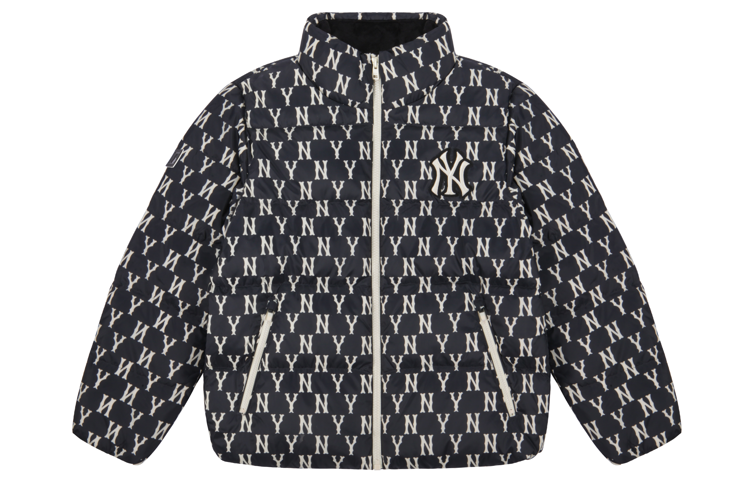 MLB New York Yankees Small Logo Puffer Jacket Unisex Black Short Design 3ADJM0116-50BKS