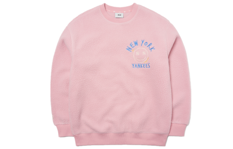 MLB New York Yankees Smiley Fleece Pullover Sweatshirt Pink Unisex 3AMTF5516-50PKS