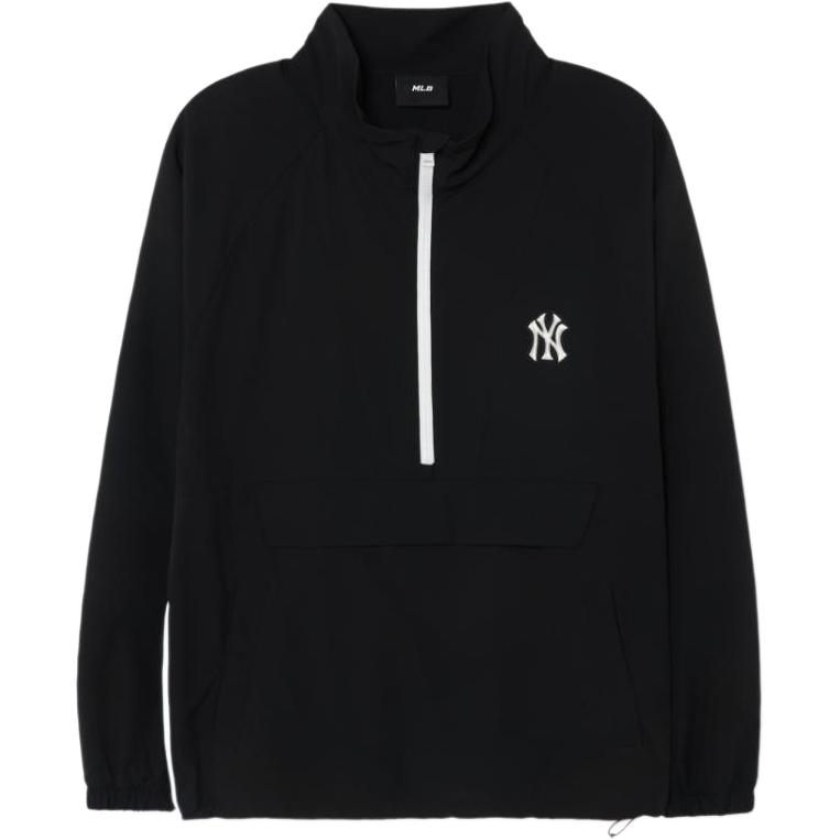 MLB New York Yankees Solid Drawstring Logo Half-Zip Hoodie Unisex Black 3AWJB0231-50BKS