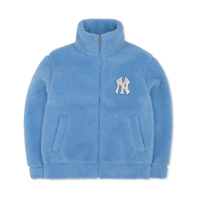 MLB New York Yankees Solid Logo Embroidered Polo Jacket Unisex Blue 3AFDEC126-50BLS