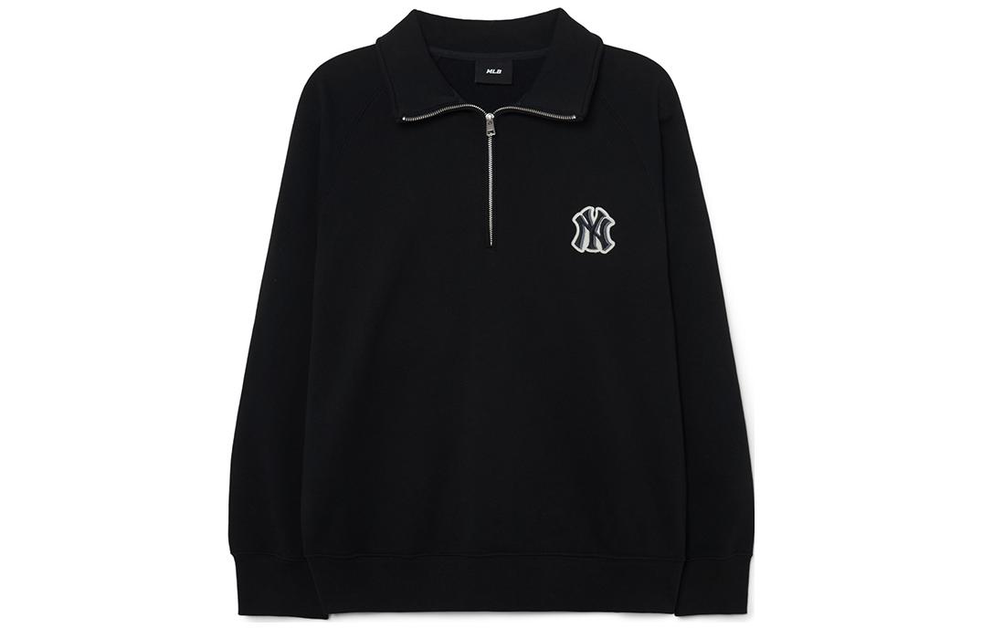 MLB New York Yankees Solid Logo Embroidered Polo Sweatshirt Unisex Black 3AMTB0331-50BKS