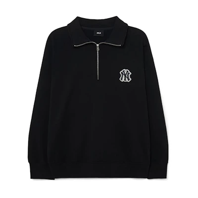 MLB New York Yankees Solid Logo Embroidered Polo Sweatshirt Unisex Black 3AMTB0331-50BKS