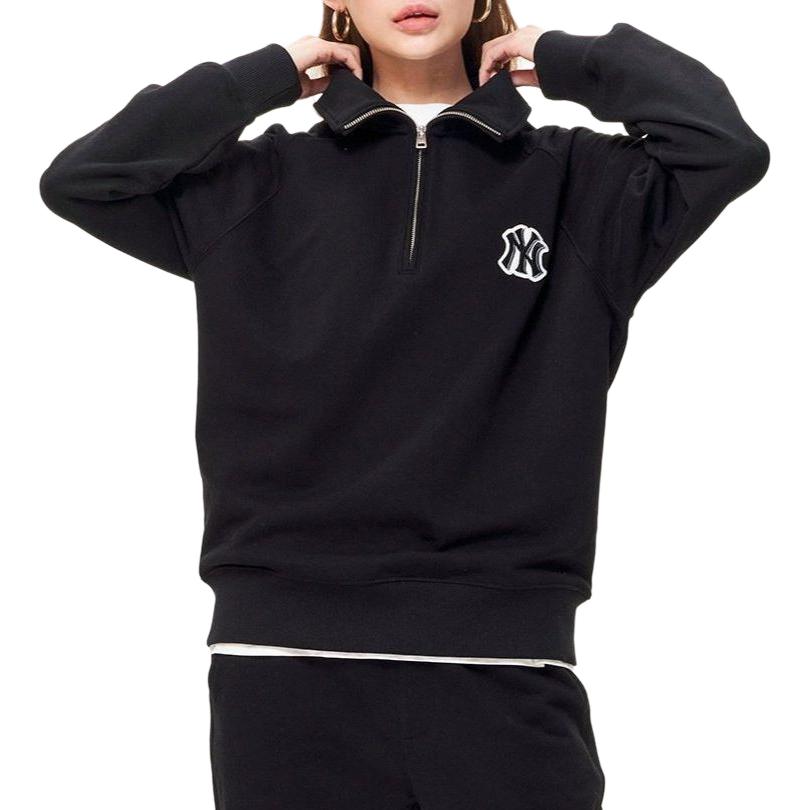 MLB New York Yankees Solid Logo Embroidered Polo Sweatshirt Unisex Black 3AMTB0331-50BKS 圖 6