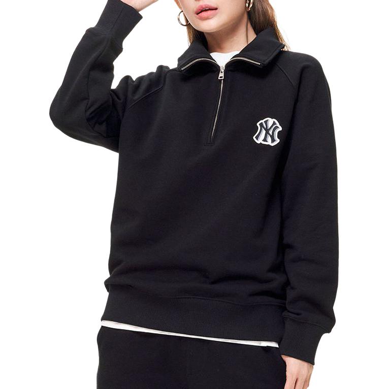 MLB New York Yankees Solid Logo Embroidered Polo Sweatshirt Unisex Black 3AMTB0331-50BKS 圖 7