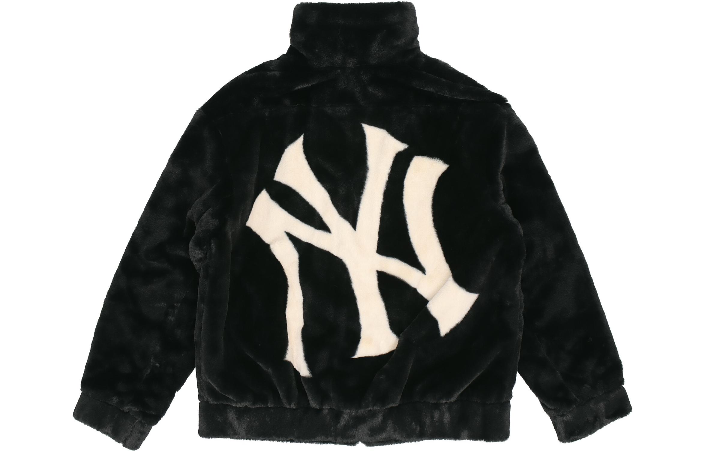 Lookbook MLB紐約洋基隊經典標誌刷毛外套男女通用黑色款. 3AJPF0416-50BKS