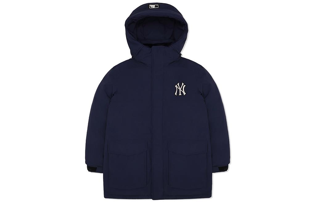 MLB New York Yankees Solid Navy Blue Puffer Jacket with Hoodie Unisex 3ADJEC526-1