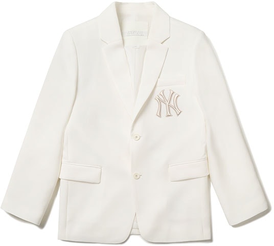 mlb-new-york-yankees-solid-v-neck-single-breasted-blazer-unisex-ivory-white-31-jk-01111-50-i