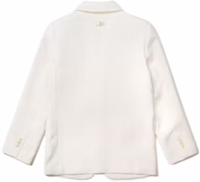 Lookbook MLB 紐約洋基純色V領單排扣休閒西裝外套 男女同款 象牙白 31JK01111-50I