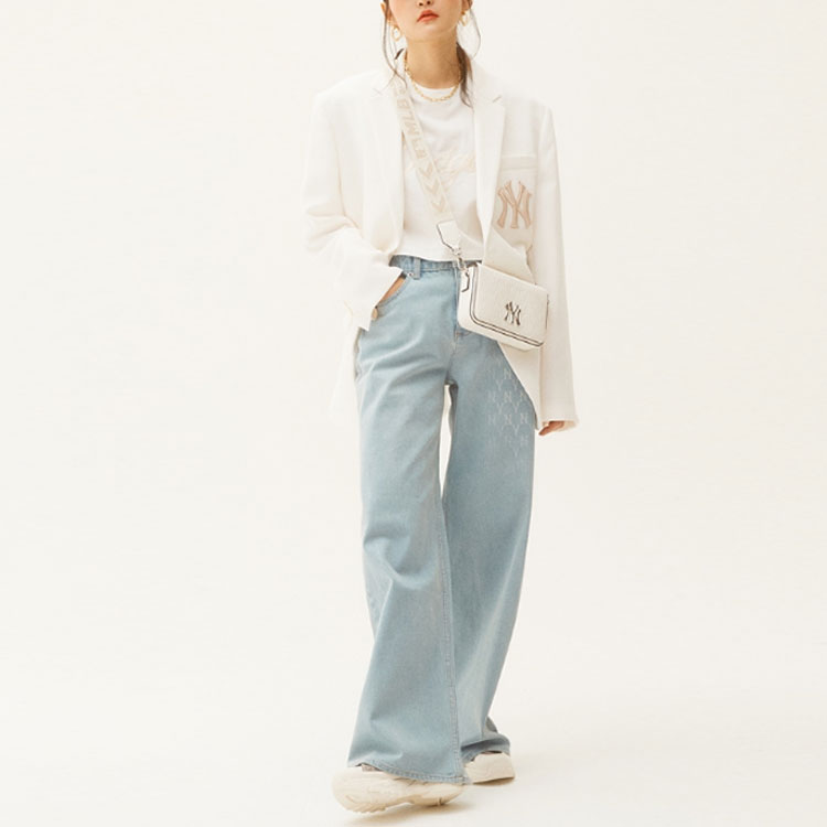 Purchase MLB ニューヨークヤンキース Vネック シングルブレスト ジャケット ユニセックス アイボリーホワイト 31JK01111-50I