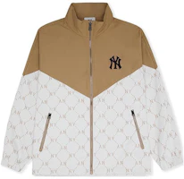 MLB New York Yankees SS24 Monogram Zip Jacket Unisex Cream Colorblock Design 3AWJM0341-50CRS MLB New York Yankees SS24 Monogram Zip Jacket Unisex Cream Colorblock Design 3AWJM0341-50CRS