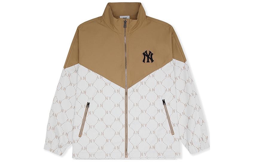 Order MLB New York Yankees SS24 Monogram Zip Jacket Unisex Cream Colorblock Design 3AWJM0341-50CRS