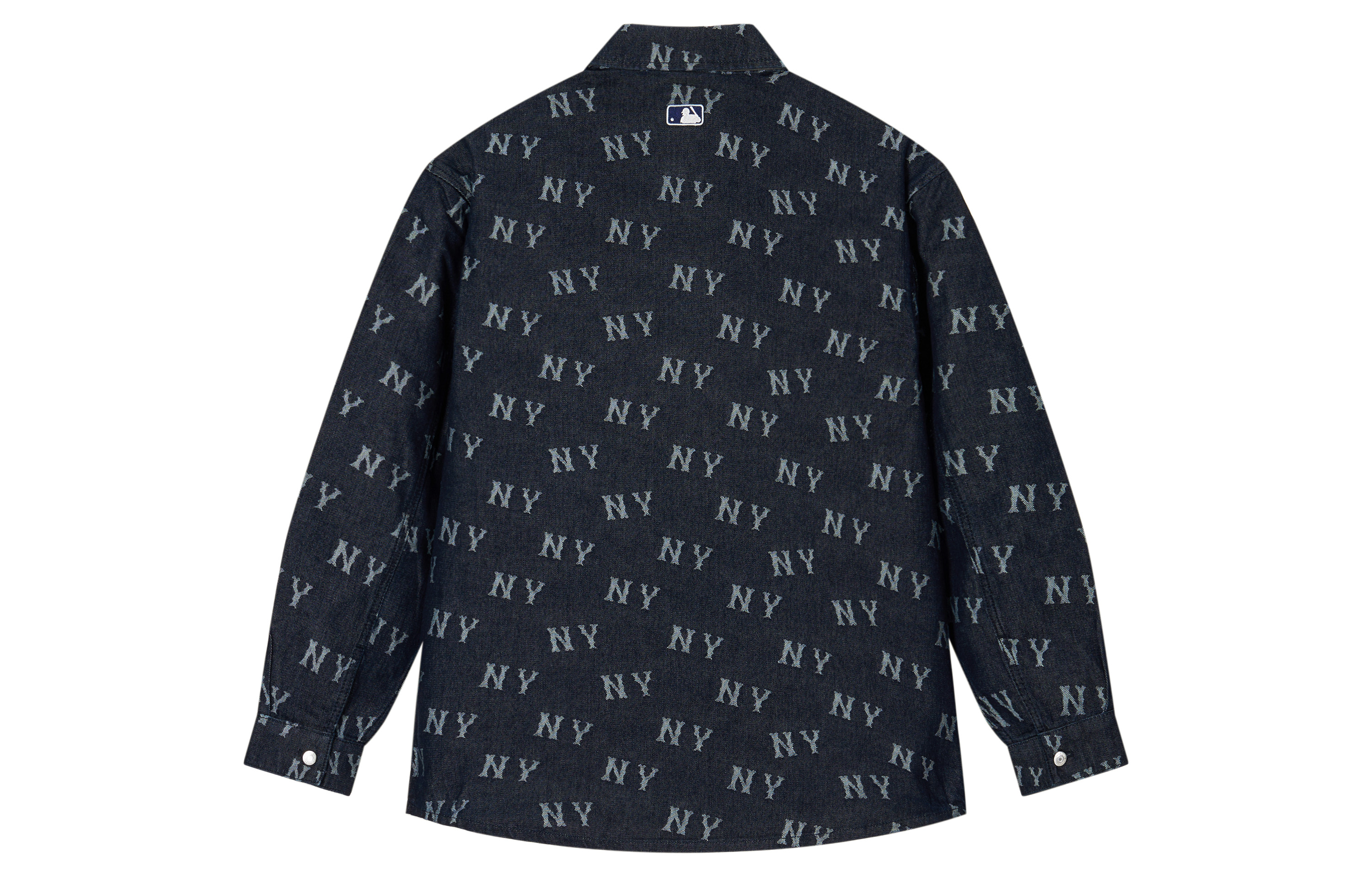 Lookbook MLB ニューヨーク・ヤンキース SS24 オーバーサイズ デニム 長袖シャツ ネイビー ユニセックス 3ADRM0141-50NYD