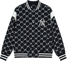 MLB New York Yankees SS24 Retro Monogram Black Baseball Jacket Unisex. 3AJPM0641-50BKS MLB New York Yankees SS24 Retro Monogram Black Baseball Jacket Unisex. 3AJPM0641-50BKS