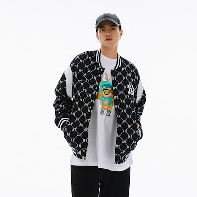 MLB ニューヨーク・ヤンキース SS24 レトロ モノグラム ブラック ベースボールジャケット ユニセックス 3AJPM0641-50BKS Sizing MLB ニューヨーク・ヤンキース SS24 レトロ モノグラム ブラック ベースボールジャケット ユニセックス 3AJPM0641-50BKS