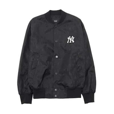 MLB New York Yankees SS24 Retro Monogram Button-Up Baseball Jacket Black Unisex 3AJPM0541-50BKS