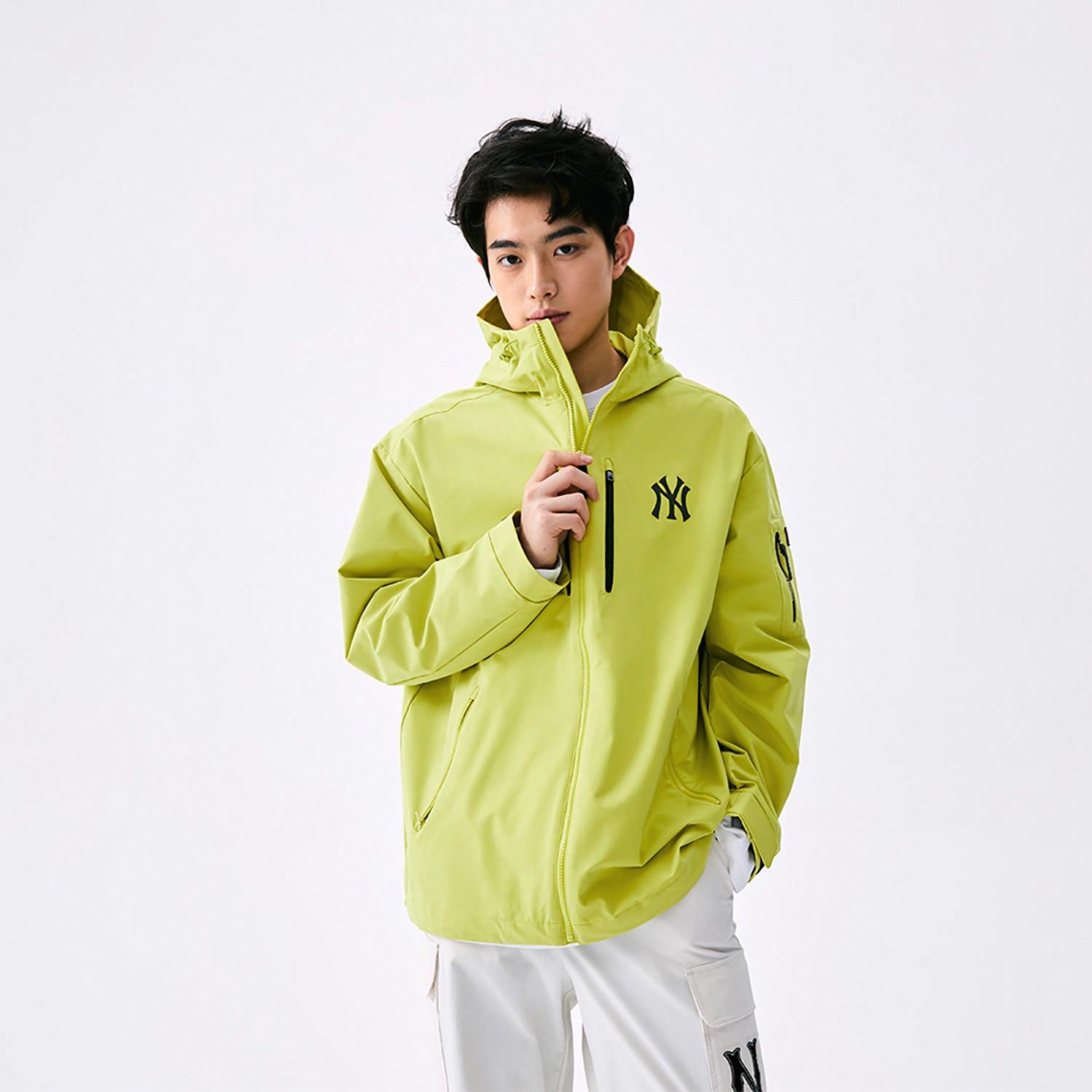 MLB New York Yankees SS25 Olive Windproof Logo Zip Hoodie Jacket Unisex. 3AWJB0351-50OLL 圖 5