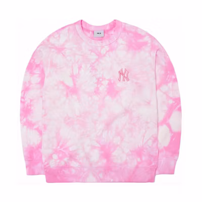 MLB New York Yankees Tie-Dye Oversized Crewneck Sweatshirt Unisex Pink 3AMTS0221-50PKS