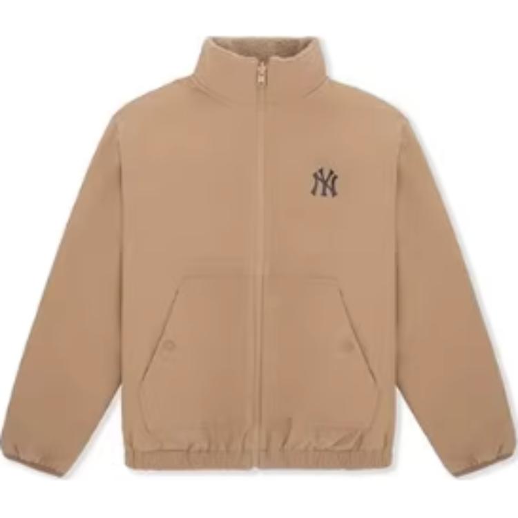 MLB New York Yankees Unisex Beige Fleece Collar Long Sleeve Jacket. 3AFDV0346-50BGL