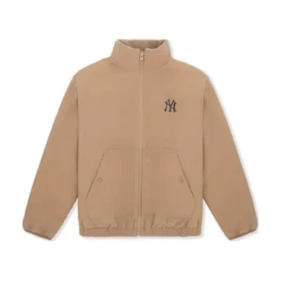 MLB New York Yankees Unisex Beige Fleece Collar Long Sleeve Jacket. 3AFDV0346-50BGL
