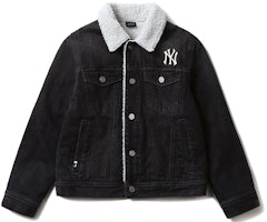 MLB New York Yankees Unisex Black Denim Jacket with Collar 31JPN1041-50L MLB New York Yankees Unisex Black Denim Jacket with Collar 31JPN1041-50L