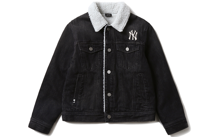 Order MLB 뉴욕 양키스 유니섹스 블랙 데님 재킷 칼라 포함 31JPN1041-50L
