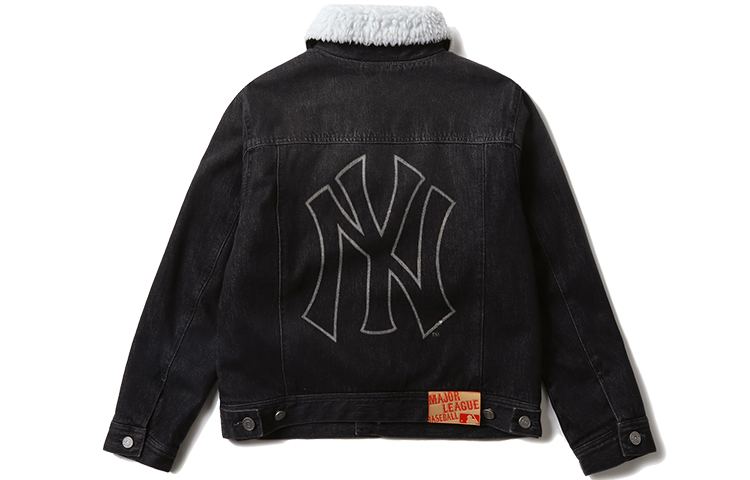 Lookbook MLB 뉴욕 양키스 유니섹스 블랙 데님 재킷 칼라 포함 31JPN1041-50L