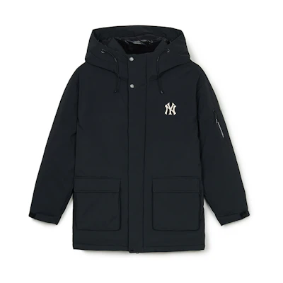 MLB New York Yankees Unisex Black Hooded Loose Fit Insulated Jacket. 3ADJB1446-50BKS