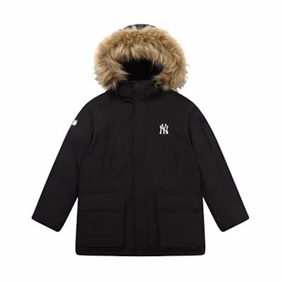 MLB New York Yankees Unisex Black Winter Long Puffer Jacket with Hood 3ADJEC516-50BKS