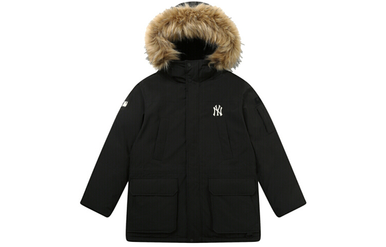 Order MLB 紐約洋基男女款黑色冬季連帽長羽絨外套 3ADJEC516-50BKS