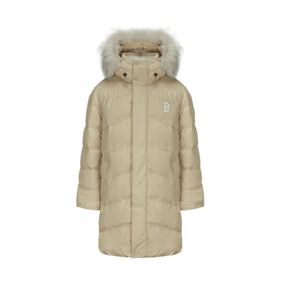 MLB New York Yankees Unisex Long Down Jacket Hoodie Sand Brown 3ADJEC616-43SAS