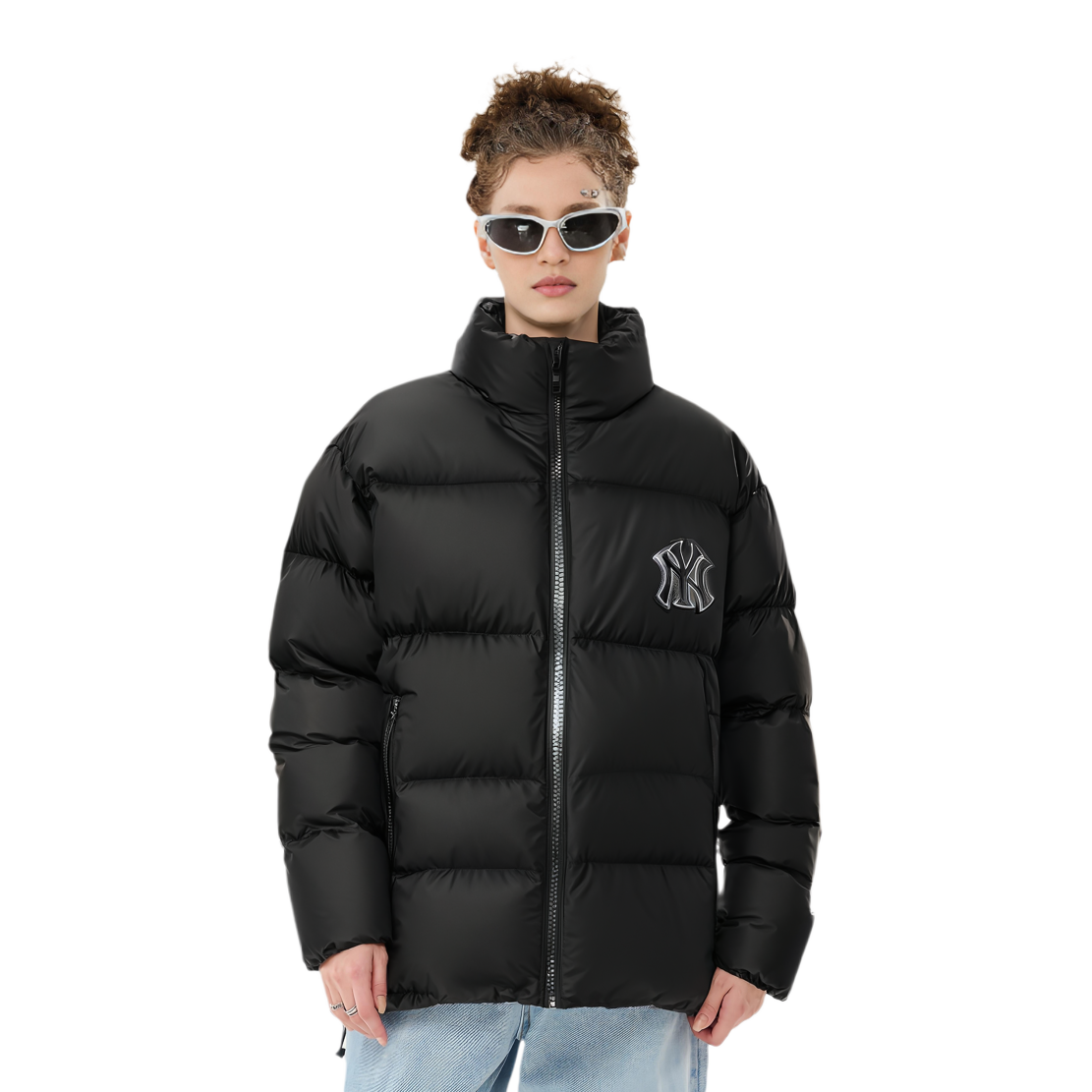 Shop MLB New York Yankees Unisex Printed Puffer Jacket Black Long Sleeve. 3ADJM1026-50BKS