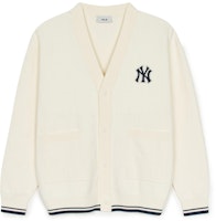 MLB New York Yankees V-Neck Cardigan Cream Unisex Casual Knit Sweater. 3AKCM0251-50CRS MLB New York Yankees V-Neck Cardigan Cream Unisex Casual Knit Sweater. 3AKCM0251-50CRS