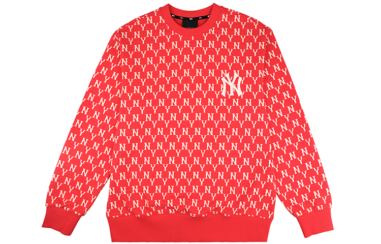 Order MLB 紐約洋基 復古花卉圓領衛衣 男女款 紅色 31MTM2041-50R