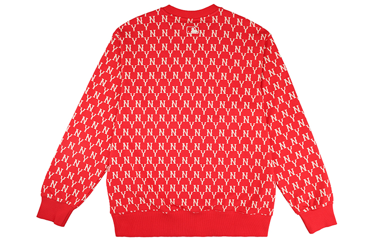 Lookbook MLB 紐約洋基 復古花卉圓領衛衣 男女款 紅色 31MTM2041-50R