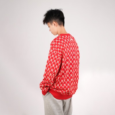 MLB 紐約洋基 復古花卉圓領衛衣 男女款 紅色 31MTM2041-50R Sizing MLB 紐約洋基 復古花卉圓領衛衣 男女款 紅色 31MTM2041-50R