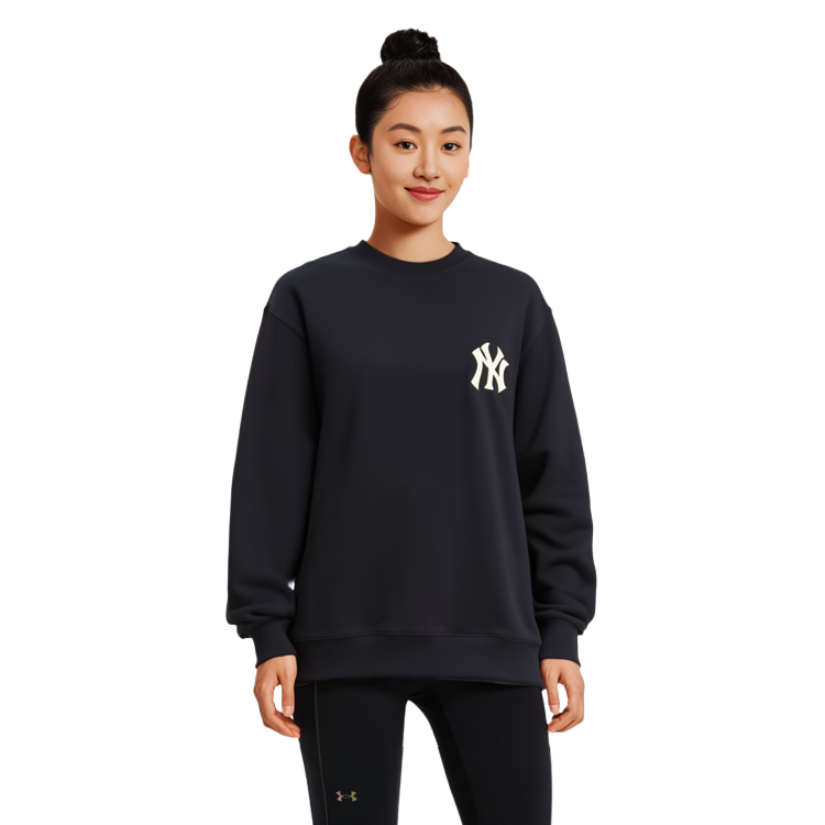 Sizing MLB 紐約洋基復古標誌黑色圓領衛衣 男女款 3AMTM0114-50BKS