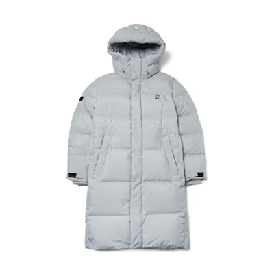 MLB New York Yankees Vintage Logo Hooded Long Puffer Jacket Gray Unisex Winter Wear 3ADJJ0416-50GRS