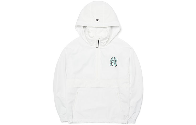 MLB New York Yankees White Half-Zip Pullover Windbreaker Unisex Casual Jacket 3AWJS0321-50WHS