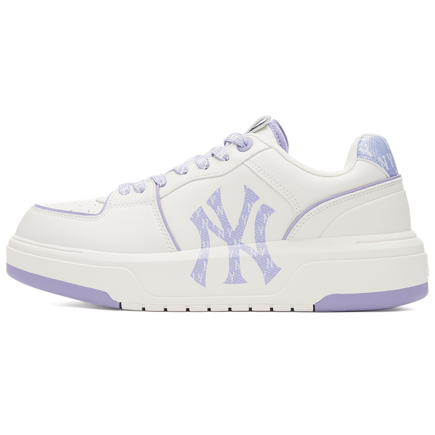 MLB New York Yankees White Purple Vintage Denim Mid-Top Sneakers Casual Shoes 3ASXM046N-50LDS
