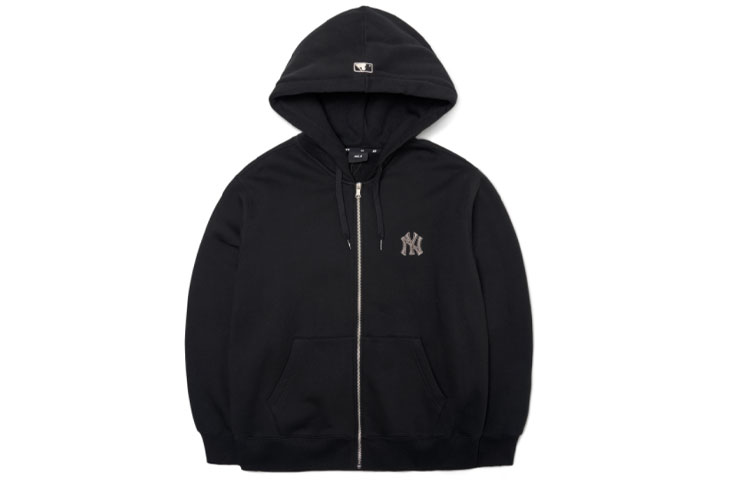Order MLB纽约洋基队胸标印花连帽拉链卫衣男女同款黑色夹克. 3ATRB0116-50BKS