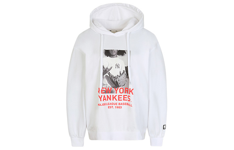 MLB NY Basic Logo Hoodie White Unisex Long Sleeve Sportswear 31HDE2011-50W