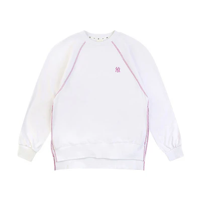 MLB NY Oversized Side-Slit Sports Casual Long Sleeve Sweatshirt Unisex White 31MTW3011-50W