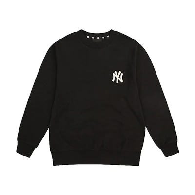 MLB NY Yankees Black Logo Patch Crewneck Sweatshirt Unisex Long Sleeve Casual Wear 31MT01941-50L