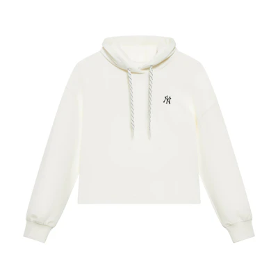 MLB NY Yankees Cream Modal Cropped Hoodie Unisex Casual Loose Drawstring Pullover 3FHDBA144-50CRS