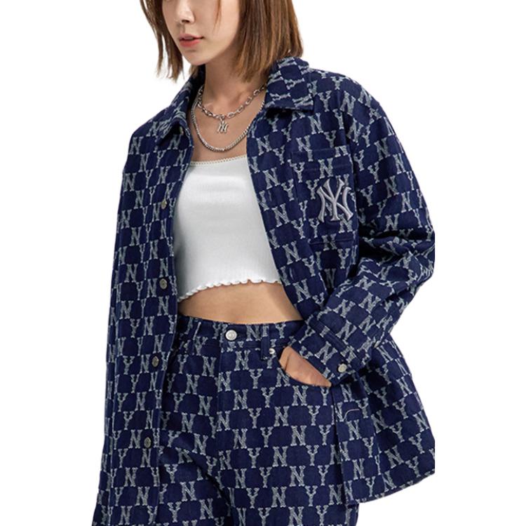 Purchase Jaket Denim Vintage Monogram MLB NY Yankees FW22 Uniseks Gaya Pasangan Biru 3ADRM0224-50NYD