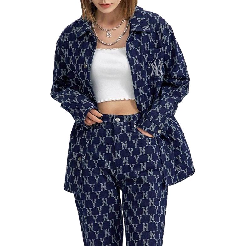 Details for Jaket Denim Vintage Monogram MLB NY Yankees FW22 Uniseks Gaya Pasangan Biru 3ADRM0224-50NYD