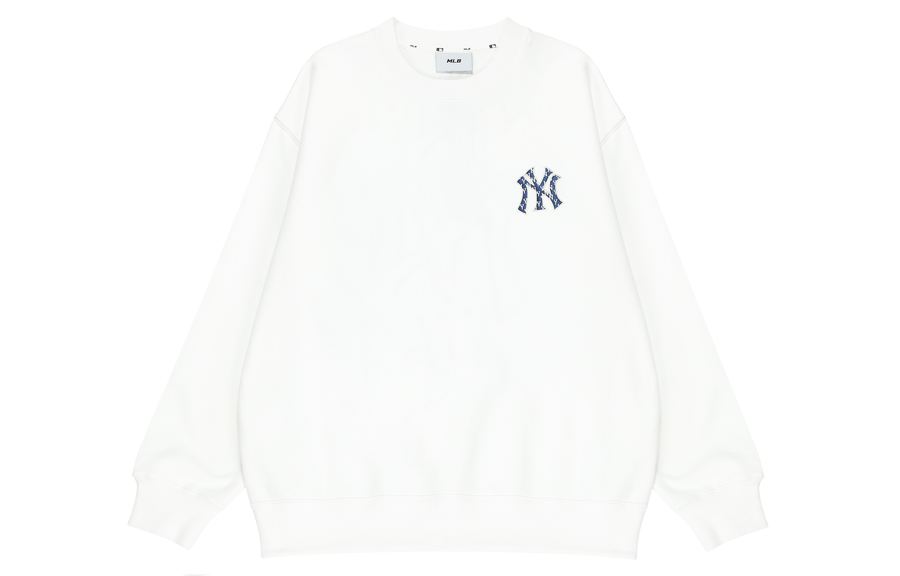 Lookbook MLB NY 洋基隊 FW22 白色印花圓領衛衣 男女款. 3AMTM0124-50IVS