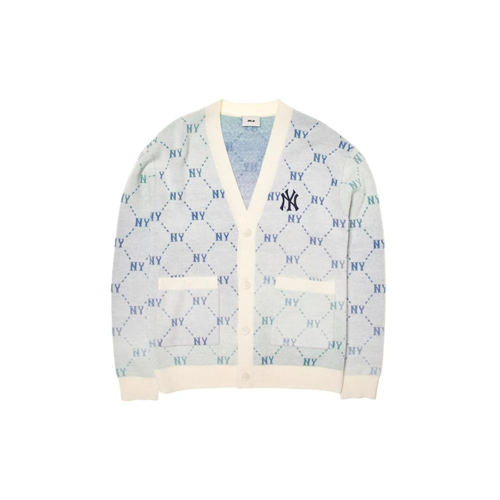 Order MLB NY Yankees Gradation Monogram Logo Knit Sweater Cream Unisex. 3AKCM0244-50CRS