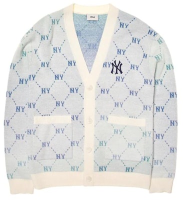 MLB NY Yankees Gradation Monogram Logo Knit Sweater Cream Unisex. 3AKCM0244-50CRS Order MLB NY Yankees Gradation Monogram Logo Knit Sweater Cream Unisex. 3AKCM0244-50CRS