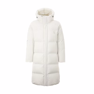 MLB NY Yankees Ivory Logo Long Puffer Jacket Unisex 31DJS2961-50I